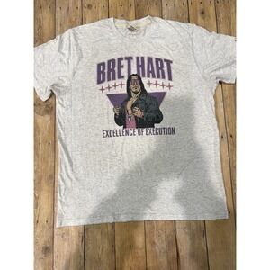 Homage Men's XL Bret Hart Excellence of Execution Gray T-Shirt Soft